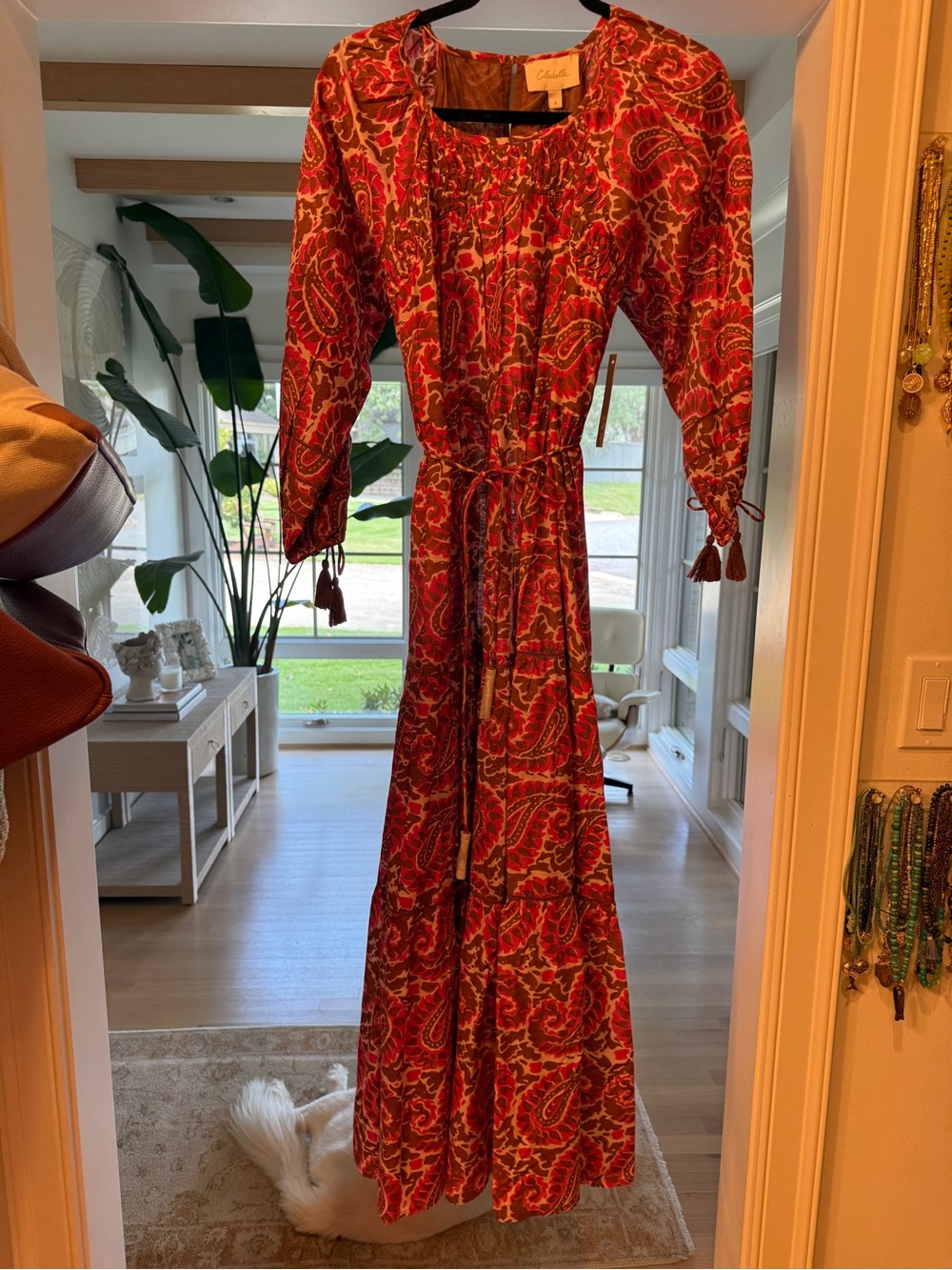 Cleobella Red Paisley Tie-Waist Maxi Dress